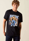 Maniac Heavy Hearts Muscular Bodybuilder Dumbbells Flames Chainlink Fence shirt