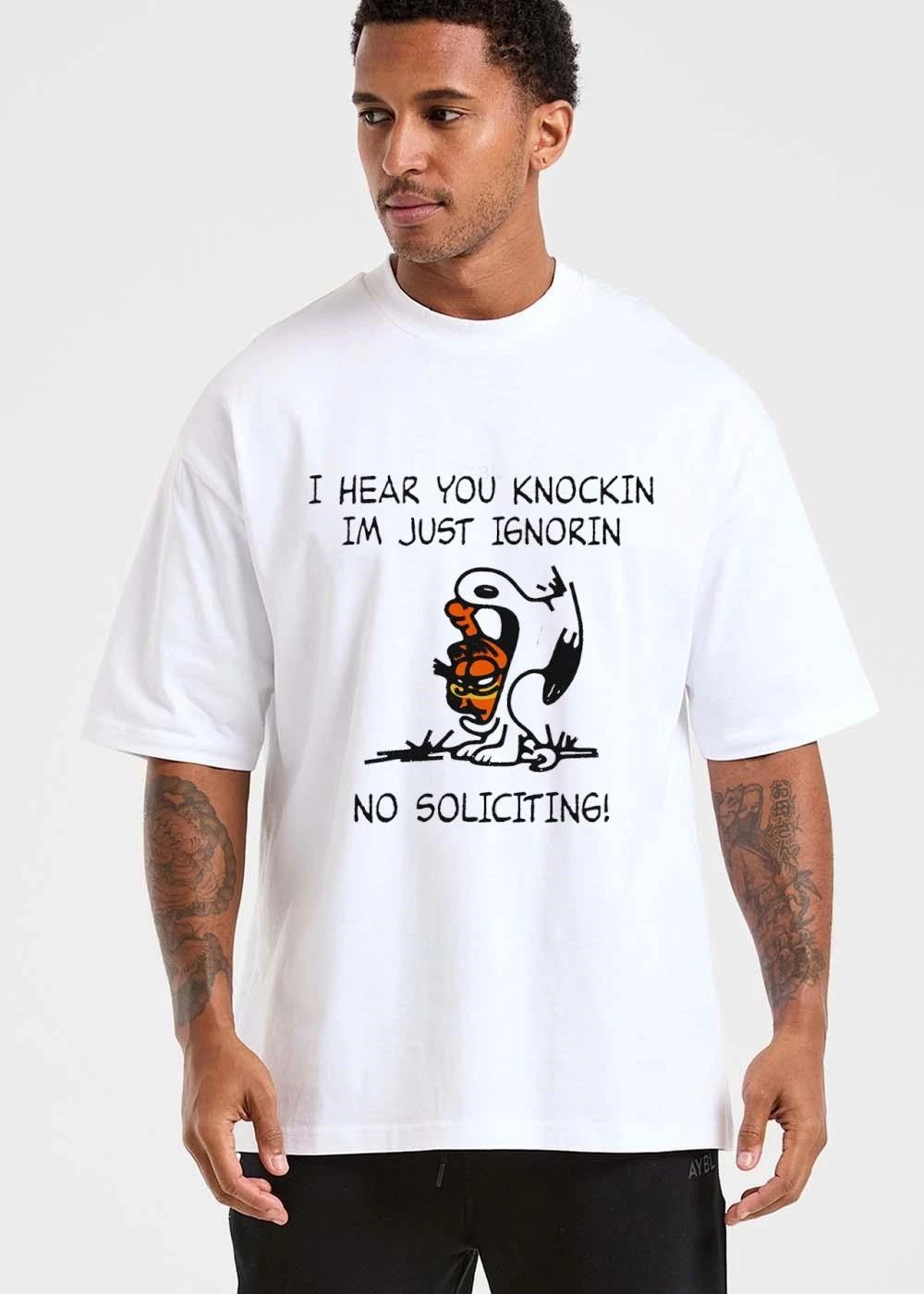 Original I Hear You Knockin Im Just Ignorin No Soliciting Cartoon Cat Headphones shirt