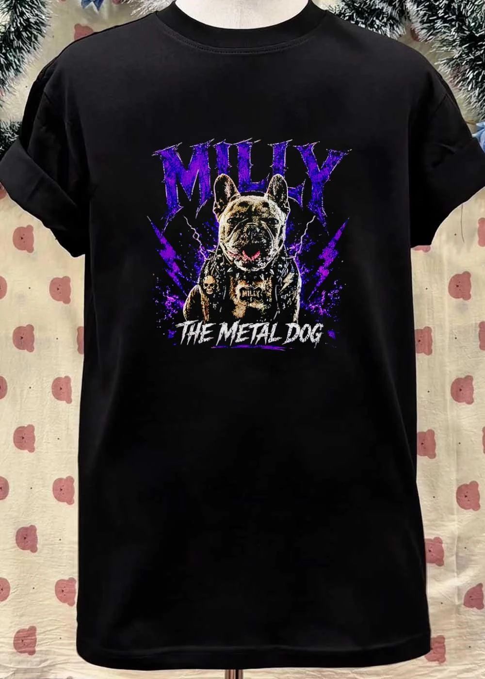 Milly The Metal Dog Graphic Frenchie Rocker T-Shirt