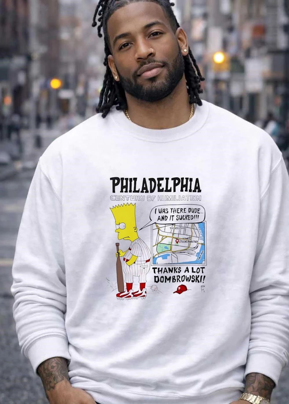Philadelphia Phillies MLB Century Of Humiliation I Was There Dude And It Sucked Dombrowski Cartoon shirt