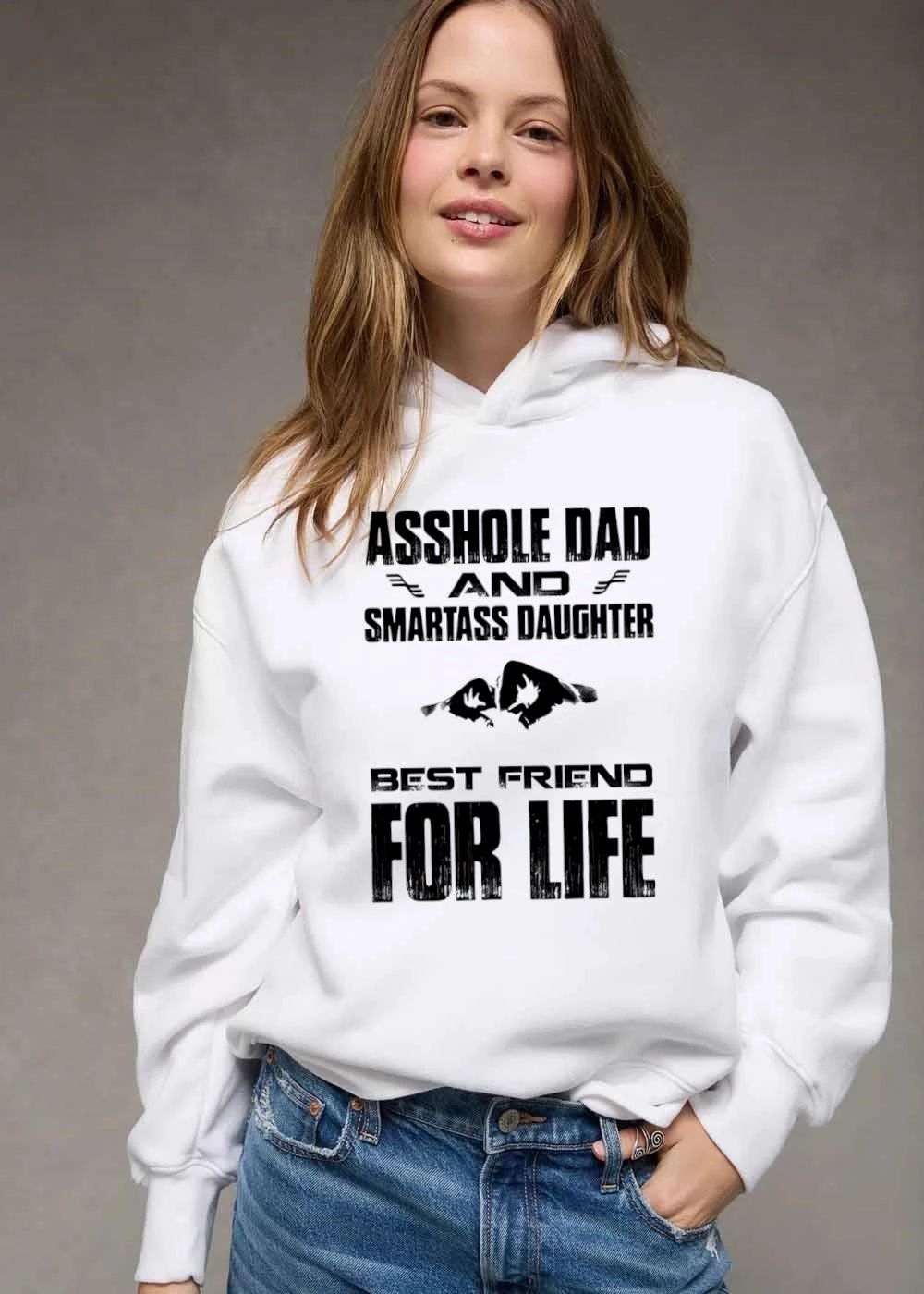 Asshole Dad And Smartass Daughter Best Friend For Life Distressed Fist Bump Silhouette shirt