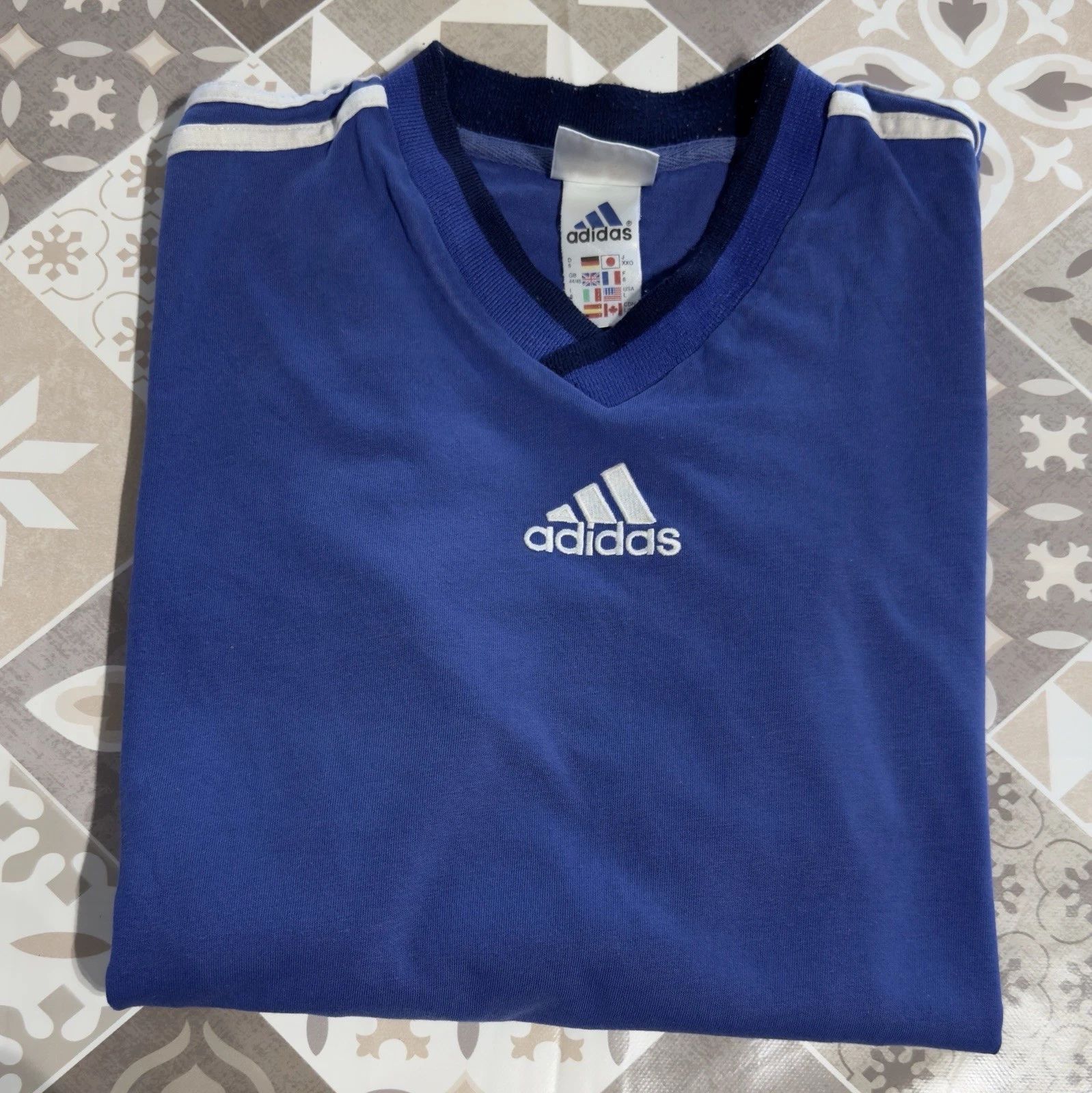 **Vintage 1999 Adidas Blue Jersey Size L - Sport Football Streetwear 90s