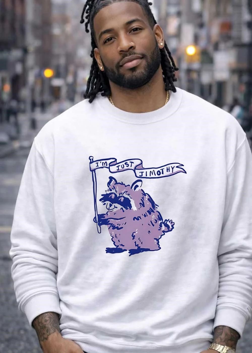 Cute Raccoon Holding a Flag I Am Just Jimothy shirt
