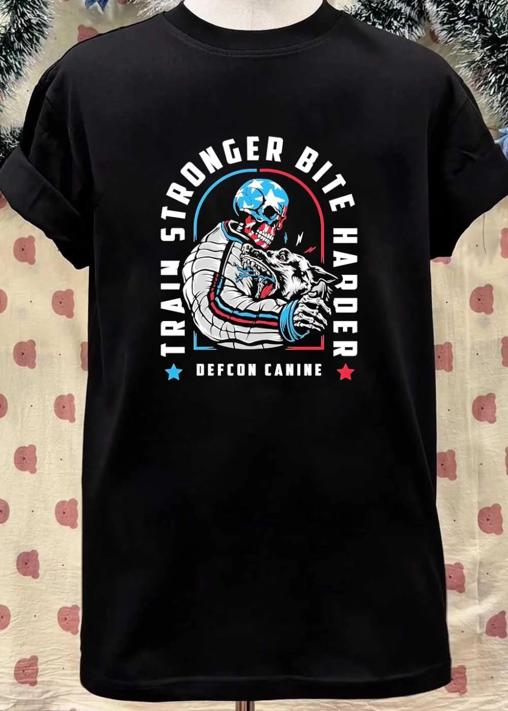 Defcon Canine Train Stronger Bite Harder Skeleton Dog T-Shirt