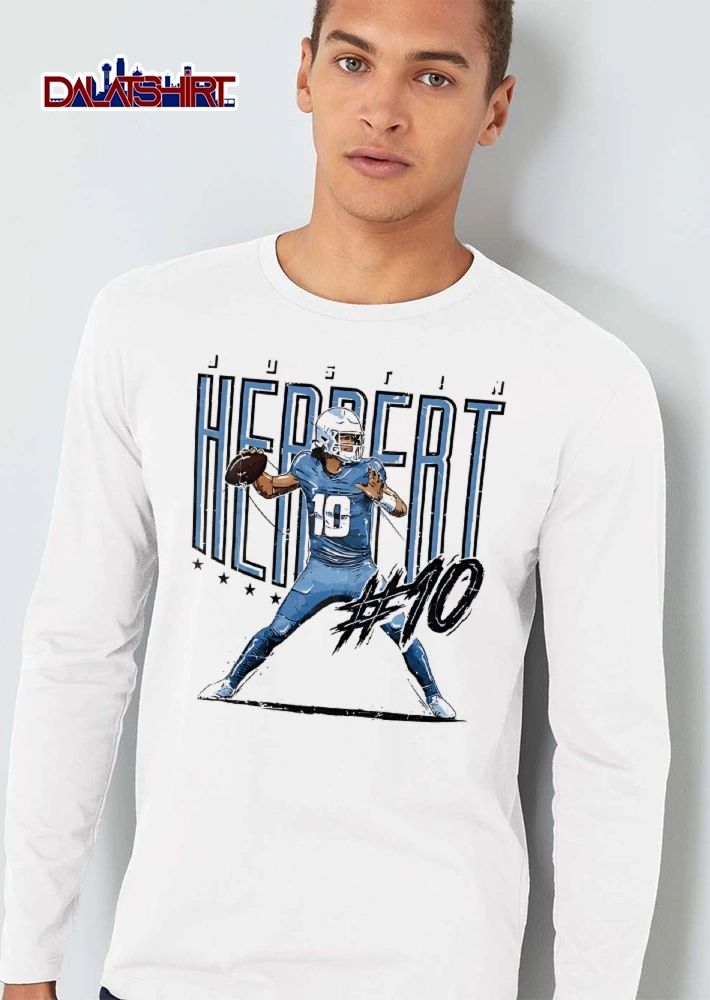 Justin Herbert 10 Quarterback Passing Football Stars Distressed Sketch shirt