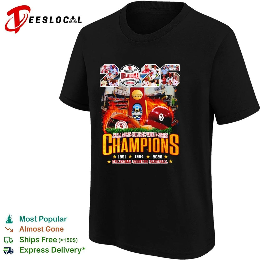 Oklahoma Sooners baseball 2026 NCAA Men’s College World Series Champions T-shirt