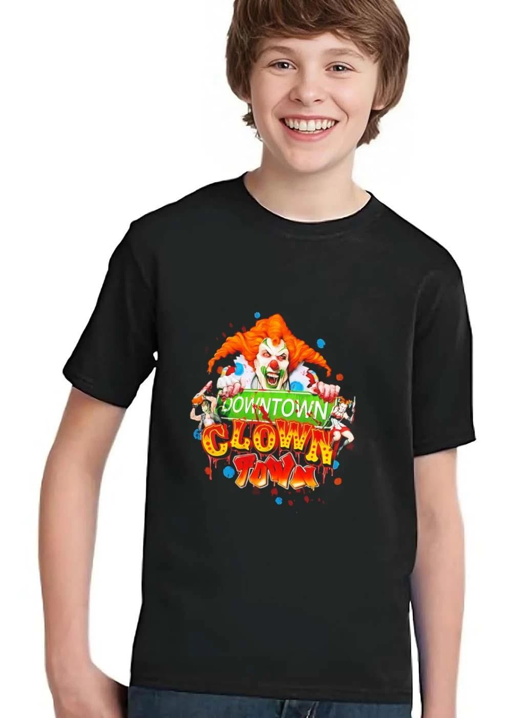 Downtown Clown Town Evil Jester Holding Green Street Sign shirt