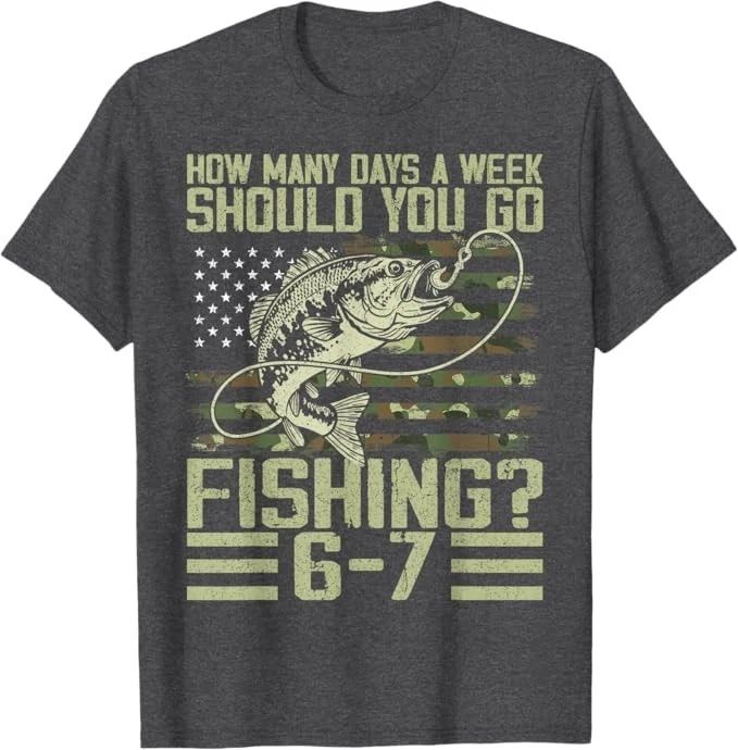 Funny Fishing Boy Teens Kid Camouflage USA Flag Bass Fish 67 T-Shirt
