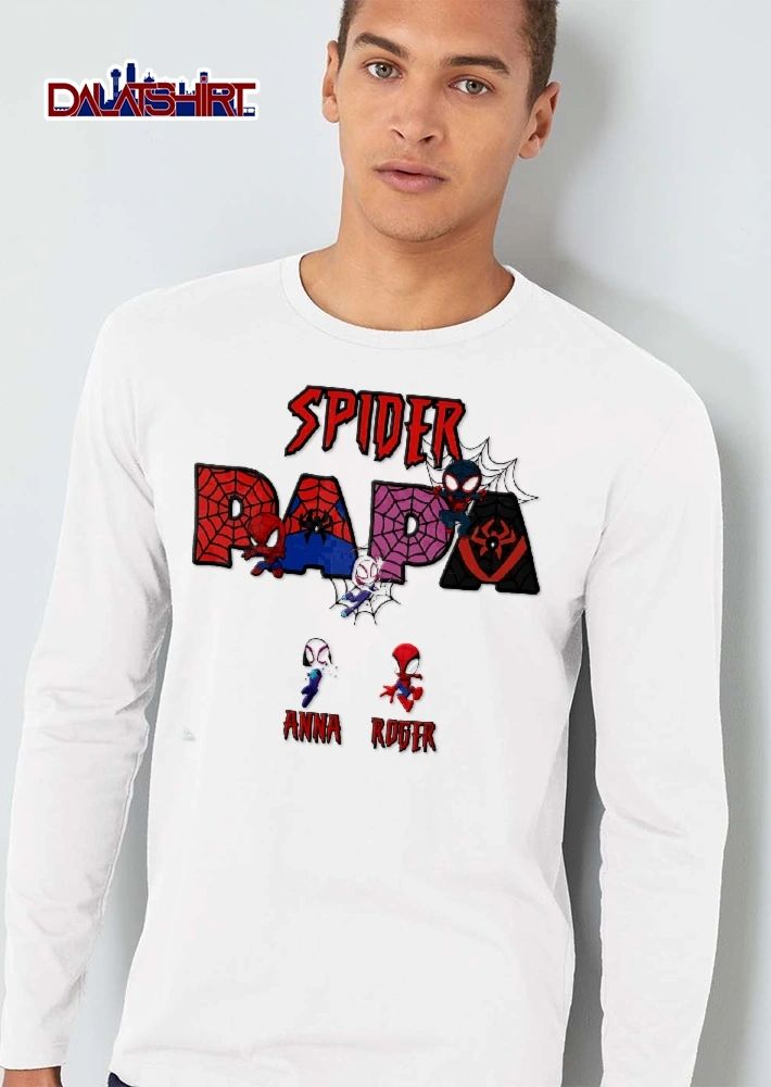 Spider Papa Anna Roger Chibi Superhero Characters Web Letters shirt