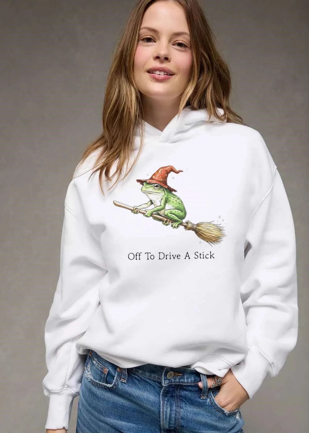 Off To Drive A Stick Green Frog Wizard Riding Flying Broomstick shirt