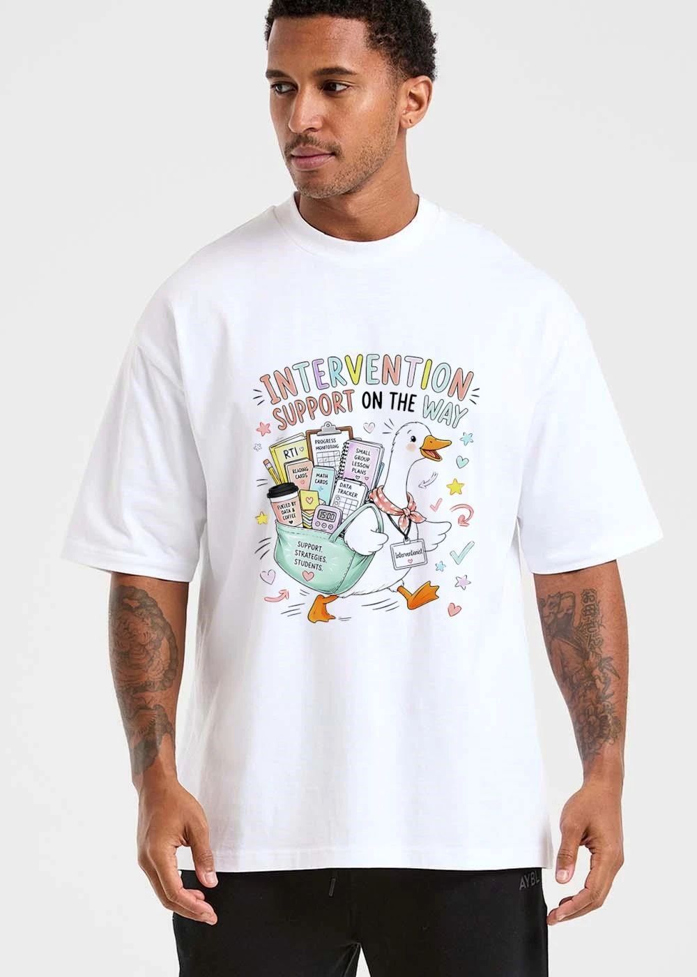 Intervention Support On The Way Strategies Students Cartoon Duck Carrying Bag Supplies shirt