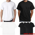 For Men 100% Cotton Crew Neck T-Shirt Black White Thick Casual Short Sleeve Tee