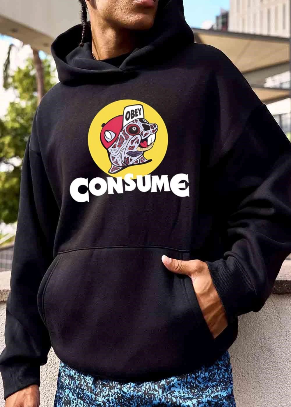 Bucees Obey Consume They Live Alien Beaver Yellow Circle Cartoon shirt