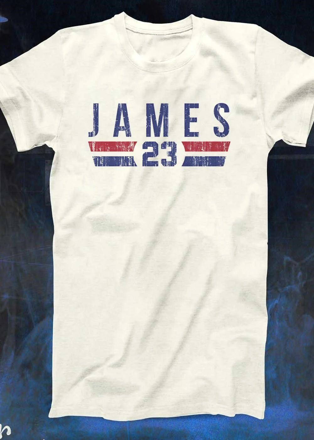 James 23 Apparel Distressed Red White and Blue Basketball Jersey shirt