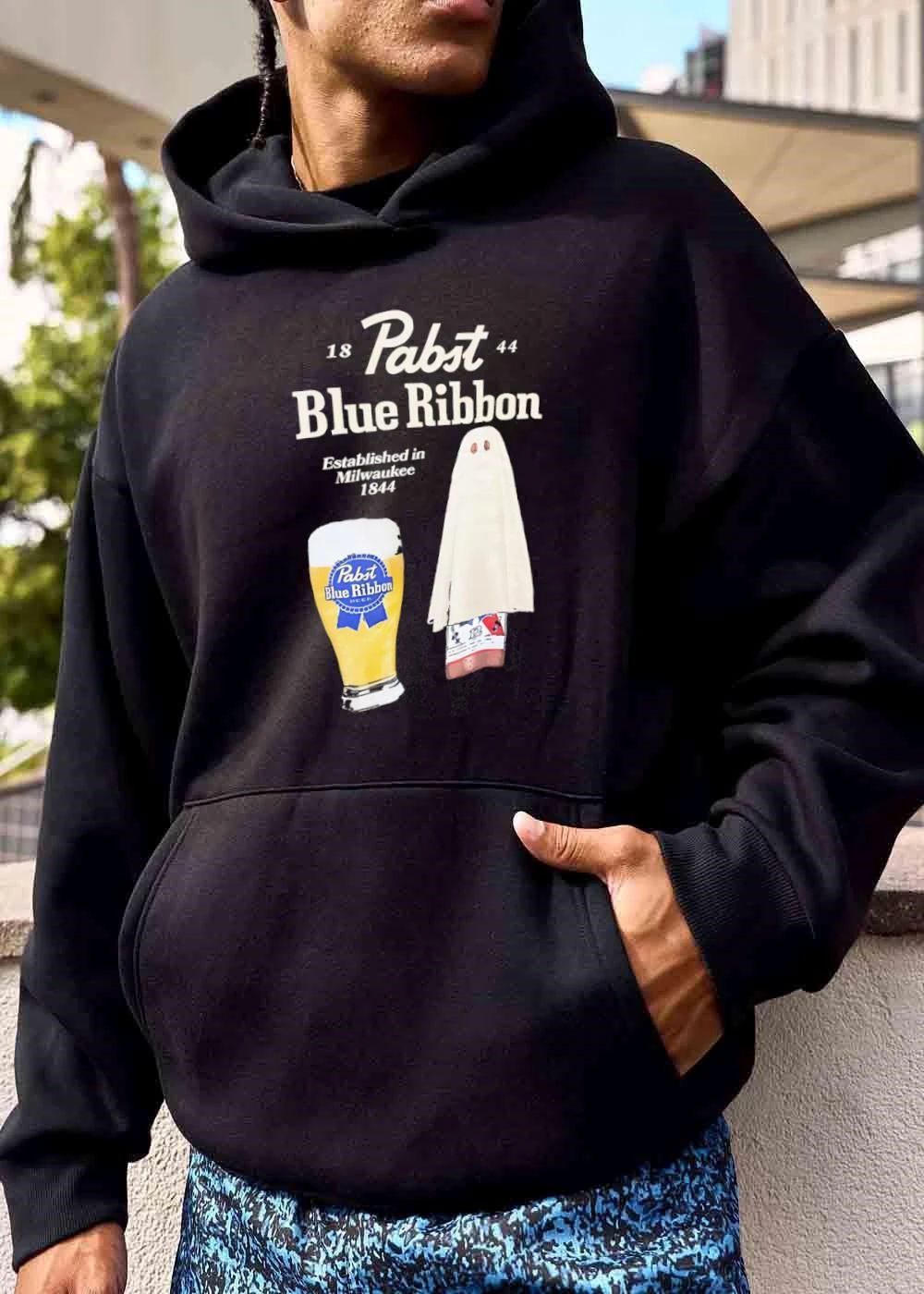 Pabst Blue Ribbon Established In Milwaukee 1844 Sheet Ghost Beer Glass shirt