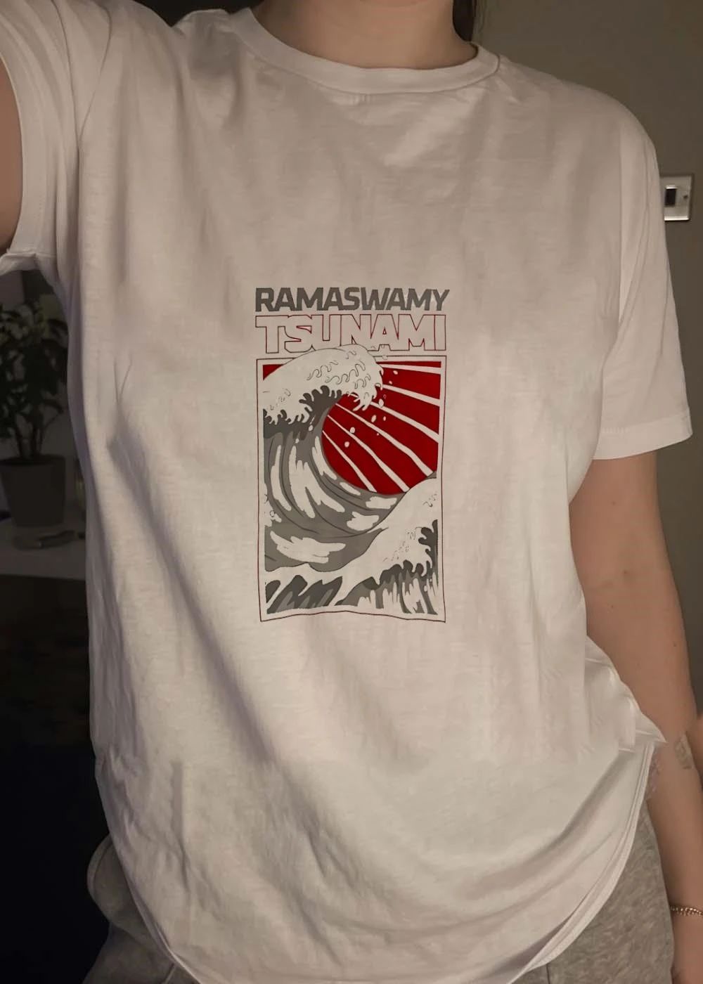 Ramaswamy Tsunami Graphic Print Casual Apparel T-Shirt