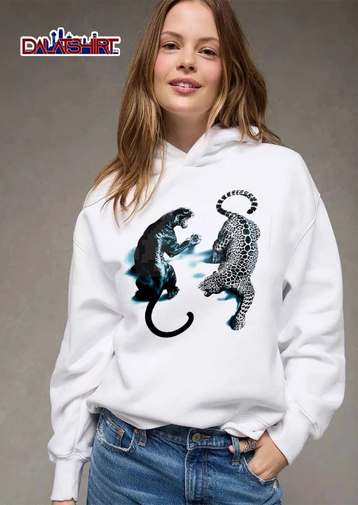 Black Panther And Spotted Leopard Roaring Snarling Facing Off shirt