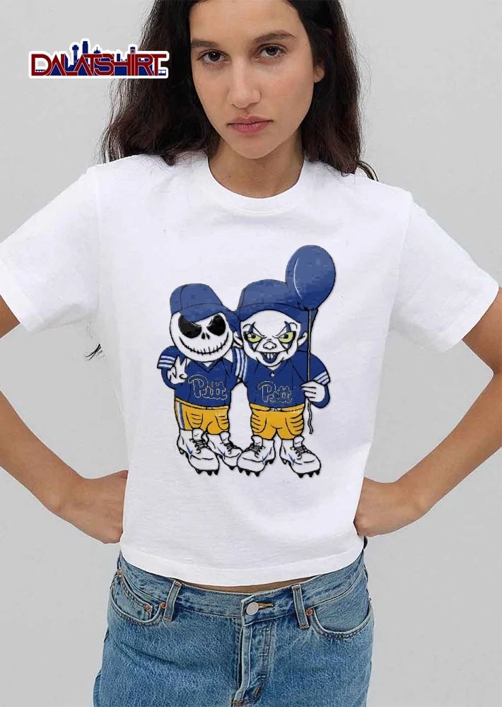 Pittsburgh Panthers NCAA Cartoon Jack Skellington Pennywise Holding Balloon shirt
