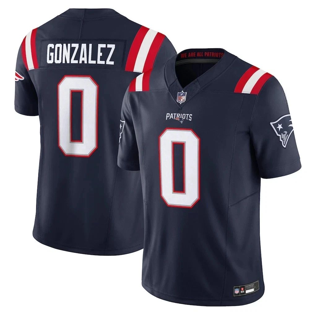 Patriots #0 Christian Gonzalez Mesh Football Jersey