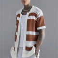 Hot Men's Short Sleeve Slim Fit Button Shirts Knitted Shirts Casual Tops Beach