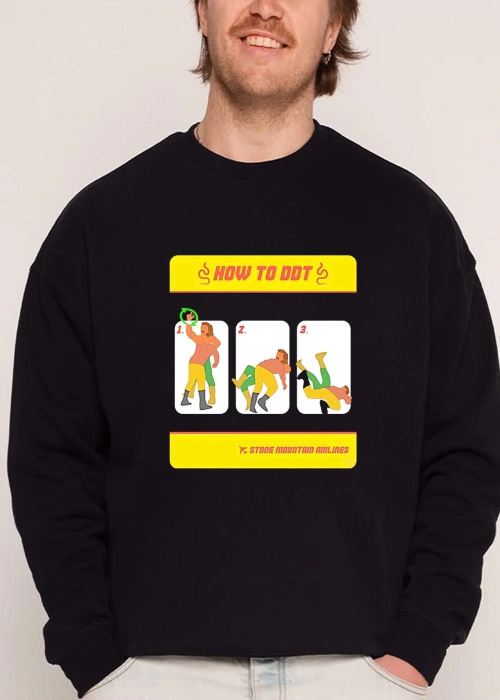 How To Ddt Stone Mountain Airlines Cartoon Wrestler Performing Move Sequence shirt