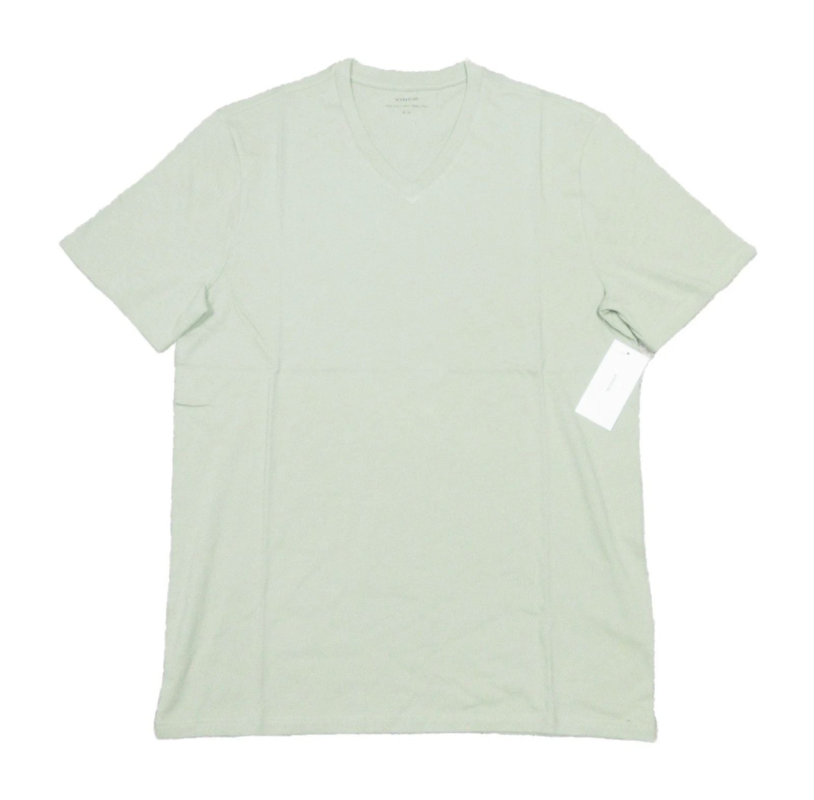 Vince Men's Dried Cactus Green Pima Cotton V-Neck Short Sleeve T-Shirt