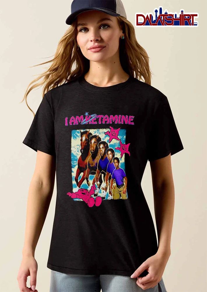 I Am Ketamine Boy Morphing Into Horse Blue Sky Pink Stars shirt