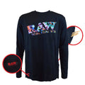 RAW LOGO TIE DIE LONG SLEEVE CREW NECK SHIRT