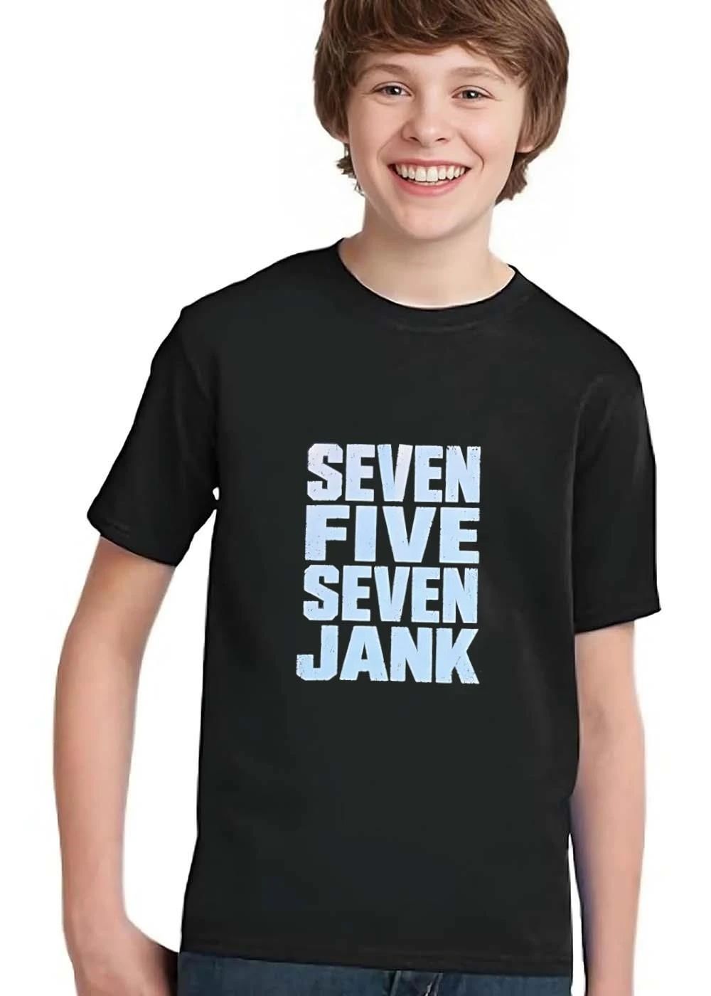 Seven Five Jank Distressed Bold Block Letters White Cracked Text shirt