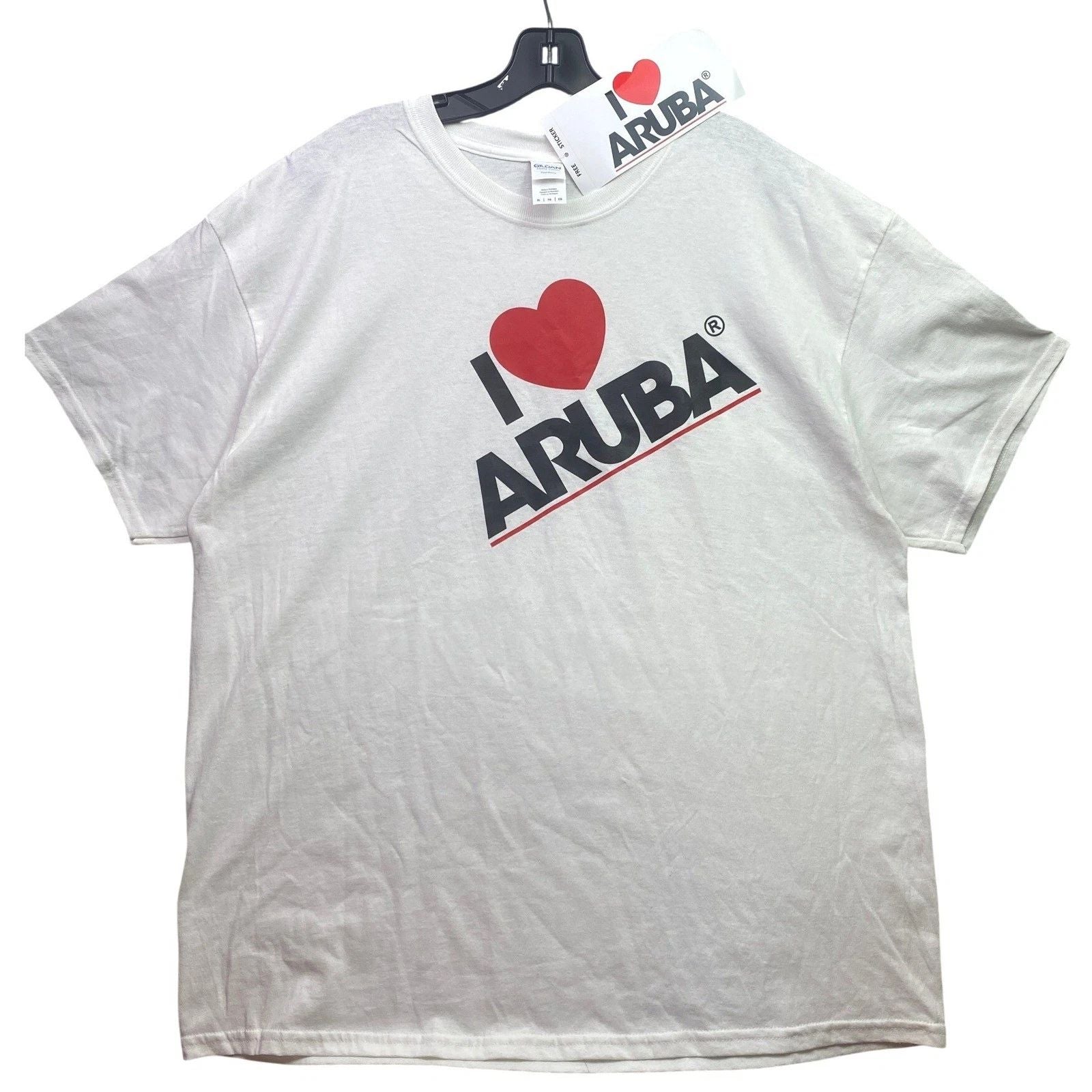 Aruba Shirt Mens Extra Large Beachy Coastal Souvenir Sticker Everyday Streetwear