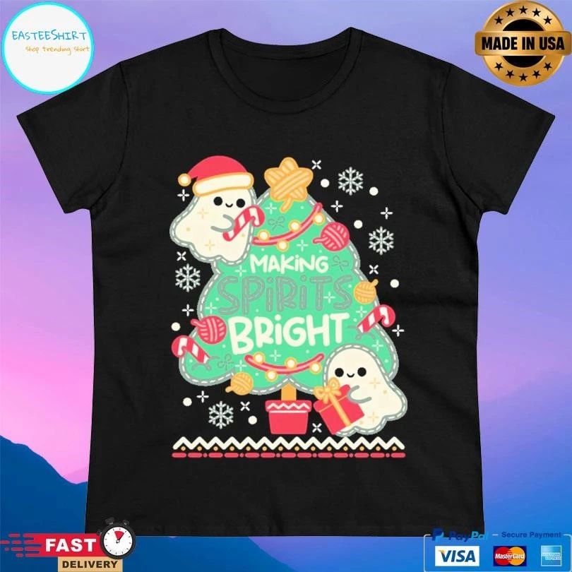 Making Cute Spirits Bright Christmas 2025 T-shirts