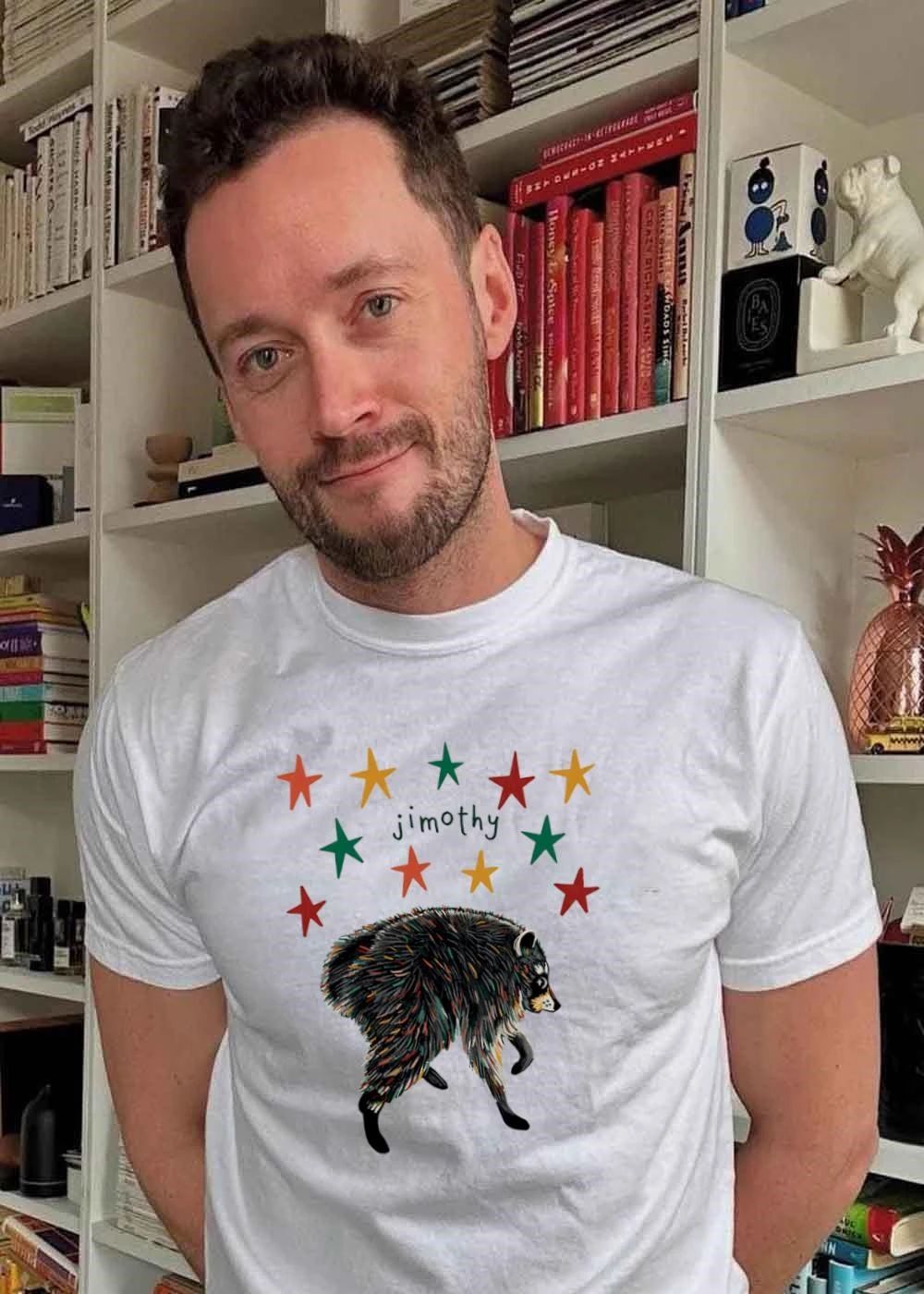 Starry Jimothy Colorful Bear Illustration Whimsical Animal Art Shirt