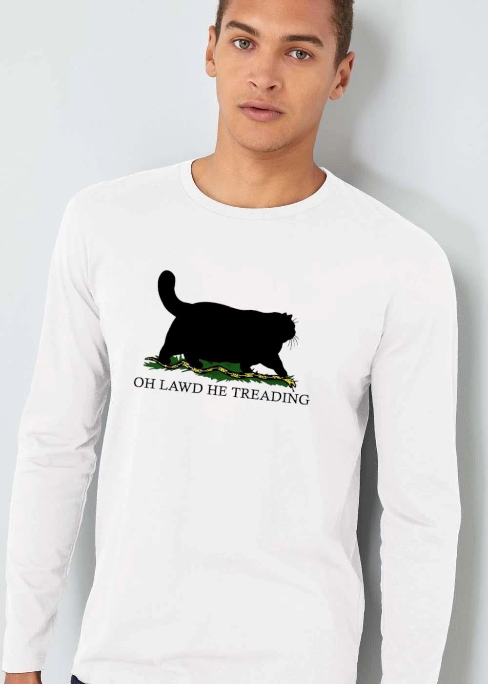 Oh Lawd He Treading Chunky Black Cat Silhouette Stepping Snake shirt