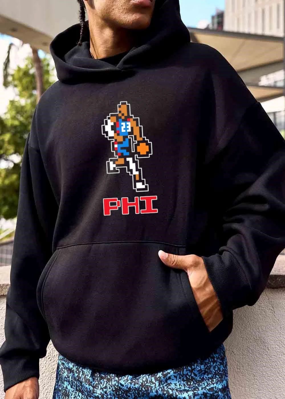 Philadelphia 76ers NBA Phi 8 Bit Pixel Art Basketball Player Dribbling shirt