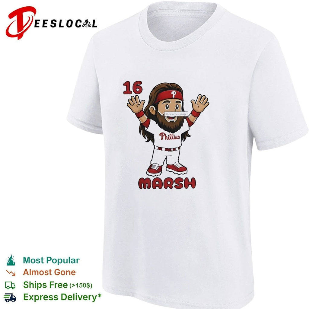 Brandon Marsh 16 Philadelphia Phillies Cartoon T-shirt