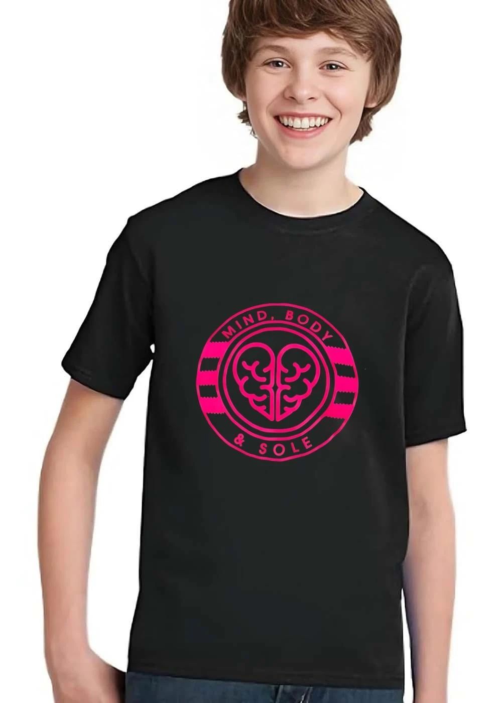 Mind Body And Sole Pink Neon Line Art Heart Brain Emblem shirt