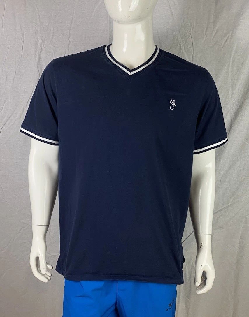 Makobi Blue V-Neck Ringer T Shirt, A Grade, Men's Size XL