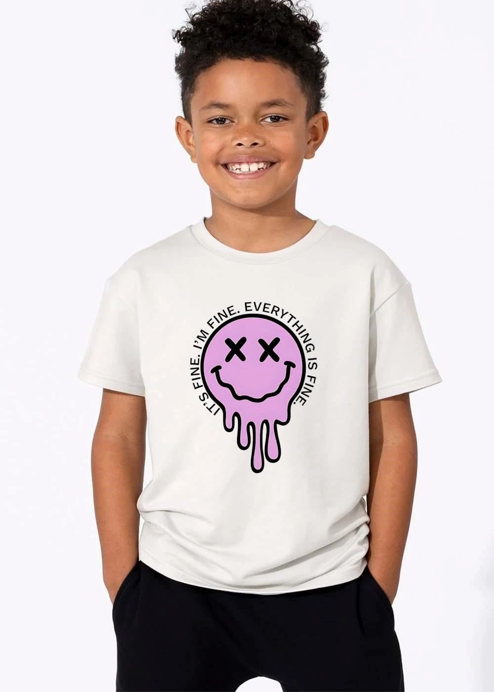 Its Fine Im Everything Is Pink Melting Dripping Smiley Face shirt