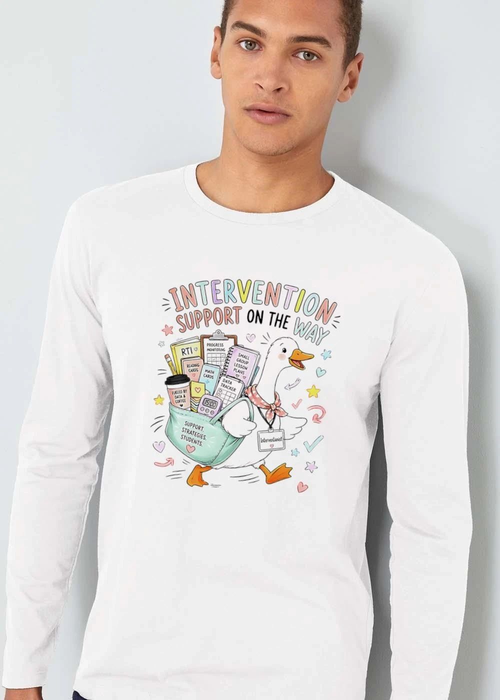 Intervention Support On The Way Strategies Students Cartoon Duck Carrying Bag Supplies shirt