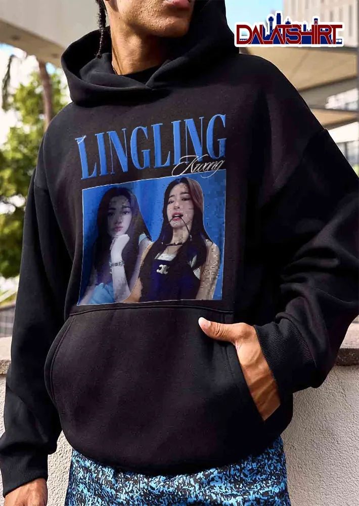 Lingling Kwong Dual Female Photo Collage Blue Background Bootleg shirt