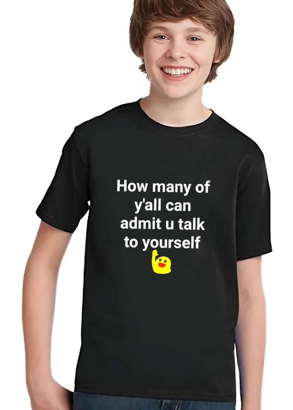 How Many Of Yall Can Admit You Talk To Yourself Yellow Emoji Raising Hand shirt