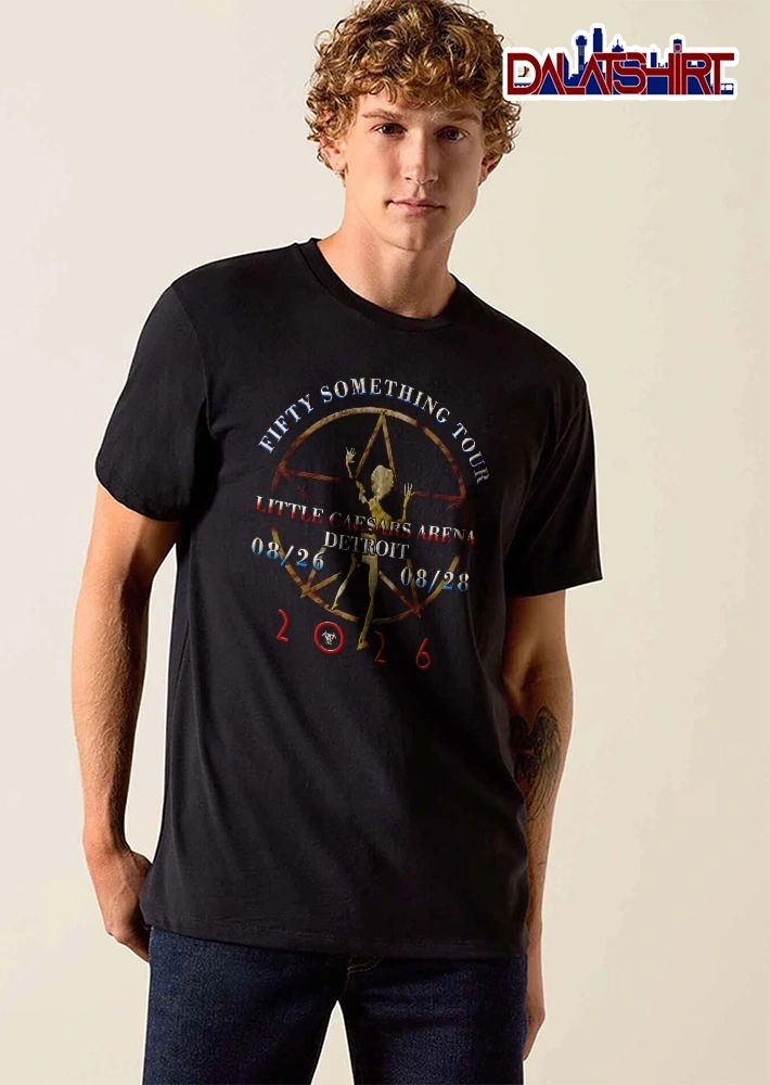Fifty Something Tour Little Caesars Arena Detroit 08 26 28 2026 Silhouette Figure Pentagram Circle shirt