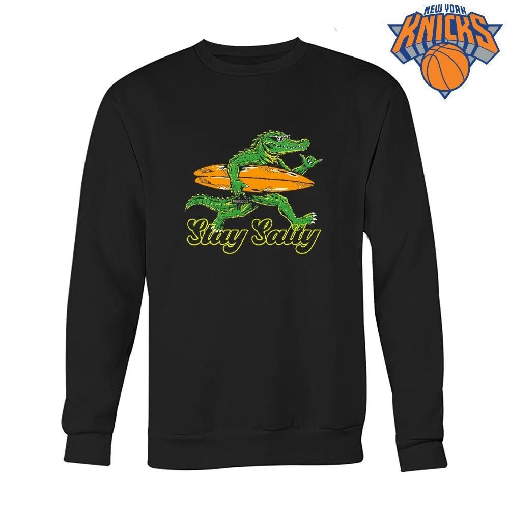 Stay Salty Retro Cartoon Crocodile Surfing With Surfboard Shirt