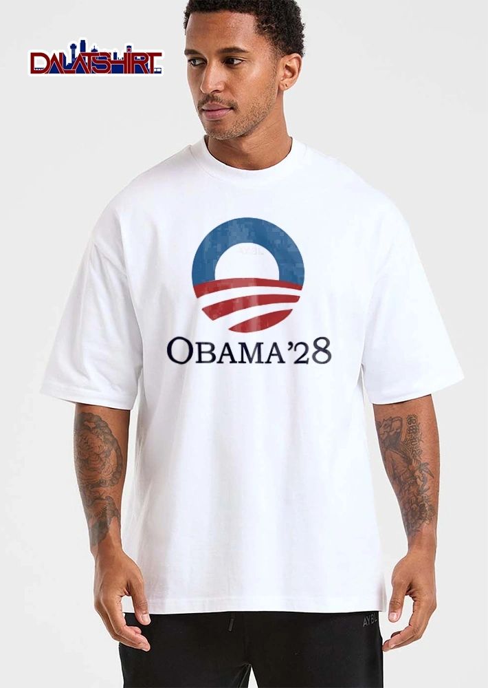 Obama 28 Presidential Campaign Blue Circle Curved Red Waves Emblem shirt