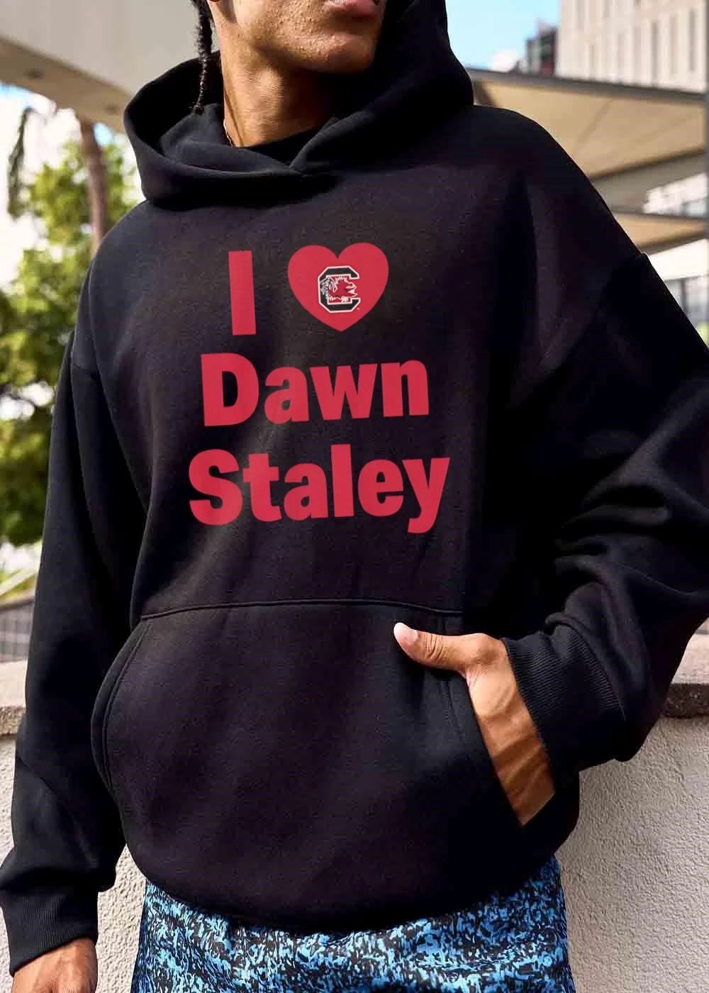 South Carolina Gamecocks NCAA I Love Dawn Staley Heart Logo Maroon Block Text shirt