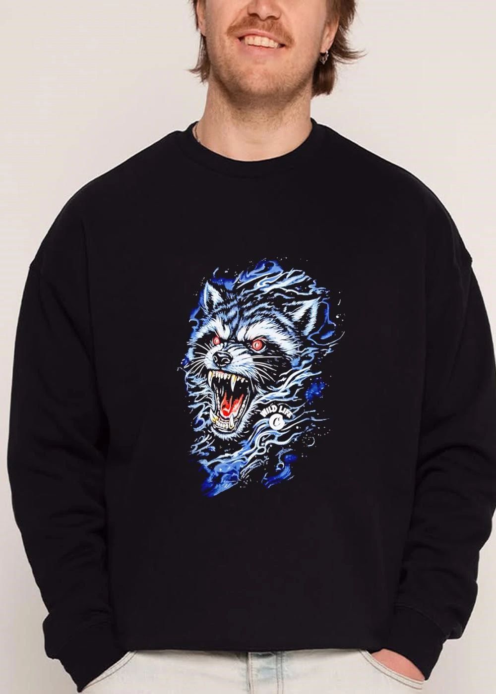 Wild Life Aggressive Snarling Raccoon Glowing Crimson Eyes shirt