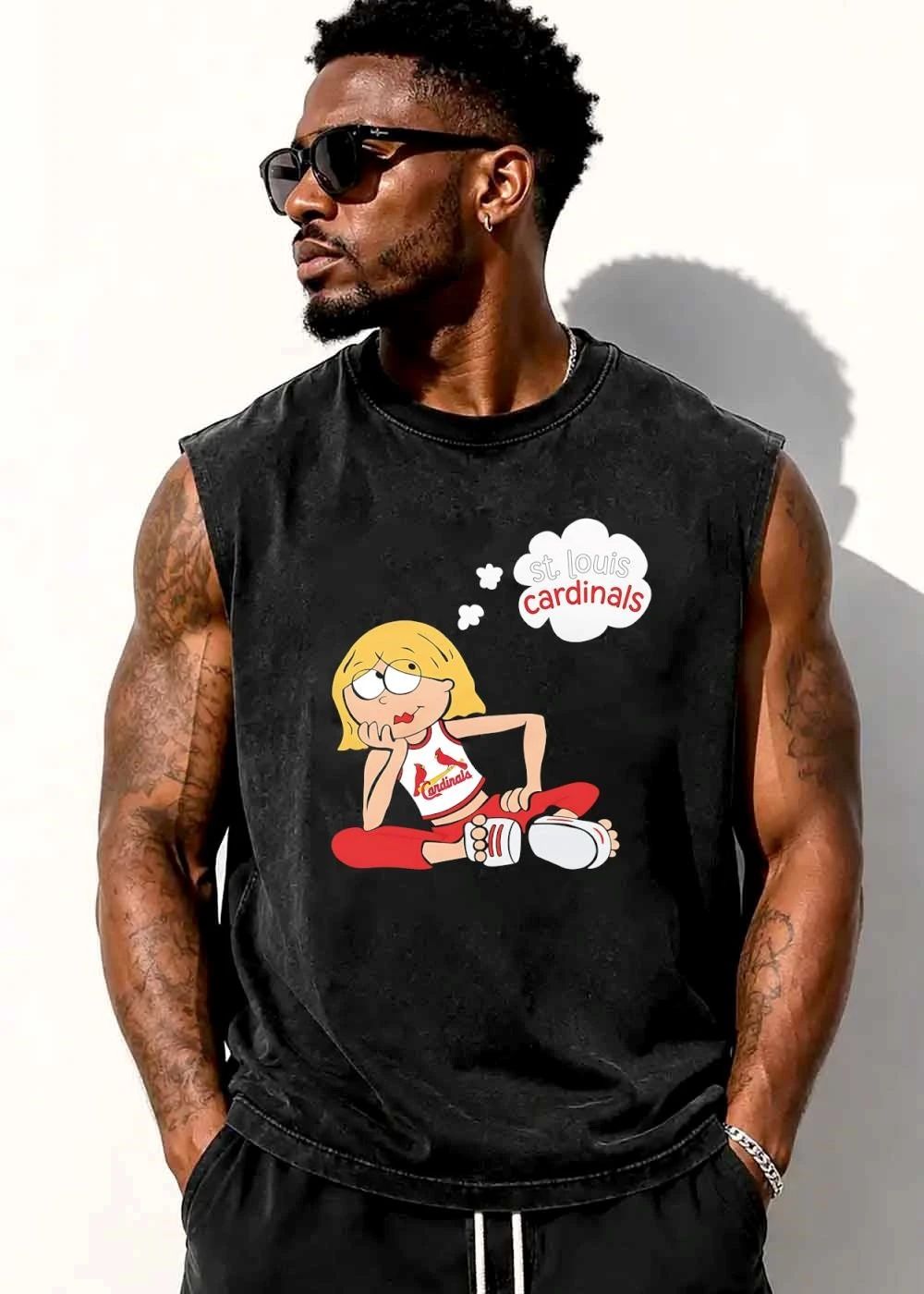 St Louis Cardinals MLB Blonde Girl Sitting Thought Bubble Cartoon shirt