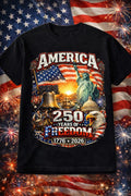 America 250 Years Freedom Shirt 1776-2026 Patriotic USA Flag July 4th Tee