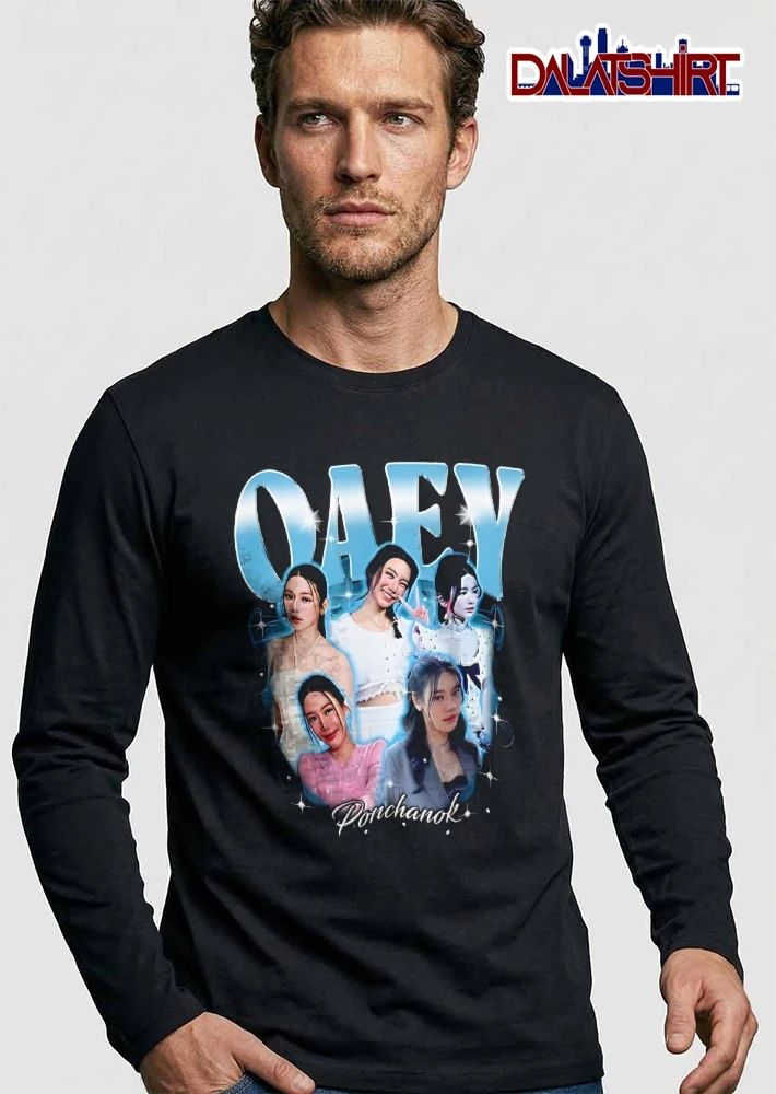 Oaey Ponchanok Woman Photo Collage Blue Aura Sparkles Bootleg shirt