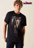 Shirtless Muscular Superhero Red Mask White Striped Towel Photo shirt